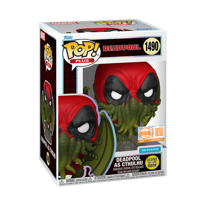 Pop! Plus Deadpool as Cthulhu (Glow) with Pop! Protector - Image 2