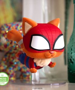 Alternative view of Pop! Spider-Cat (Flocked) with Pop! Protector